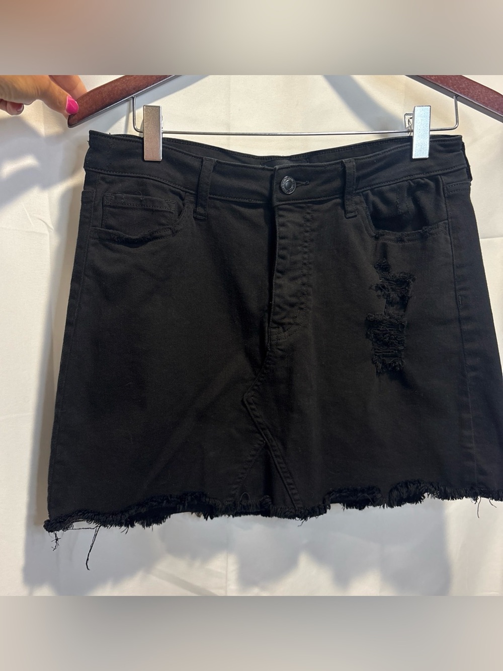 Women’s Black Distressed Denim Mini Skirt - Casual Edge